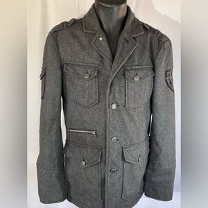 Affliction Black Premium Wool Rebel Military Jacket